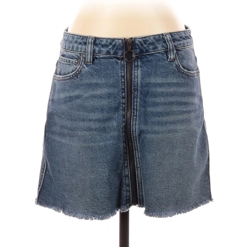 We The Free by Free People Zip It Up Denim Mini Jean Skirt Size 27 (size…